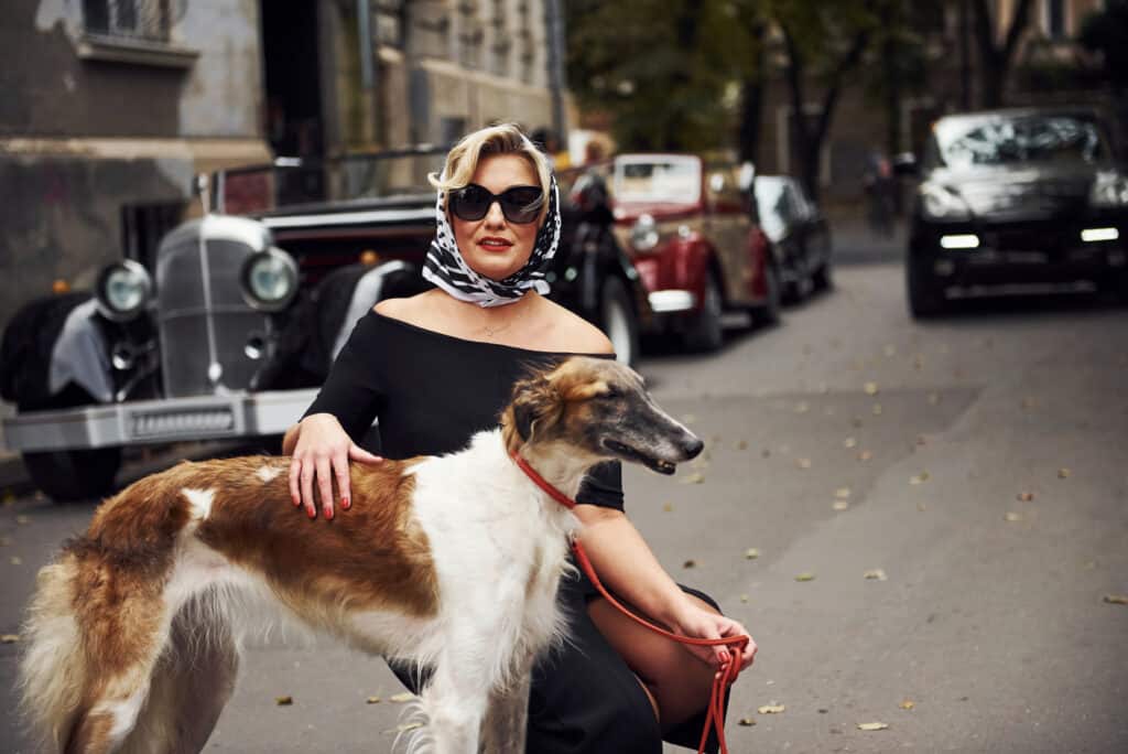 French woman with her dog